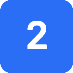 2 Zahl zwei auf blauem Hintergrund