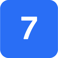 7 Zahl sieben auf blauem Hintergrund