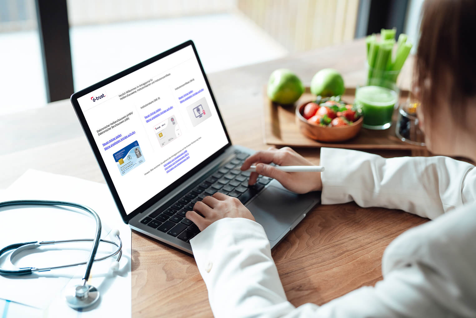 Laptop with the e-health application portal open