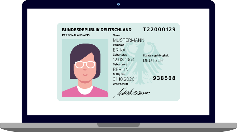 Personalausweis auf einem Laptop Bildschirm