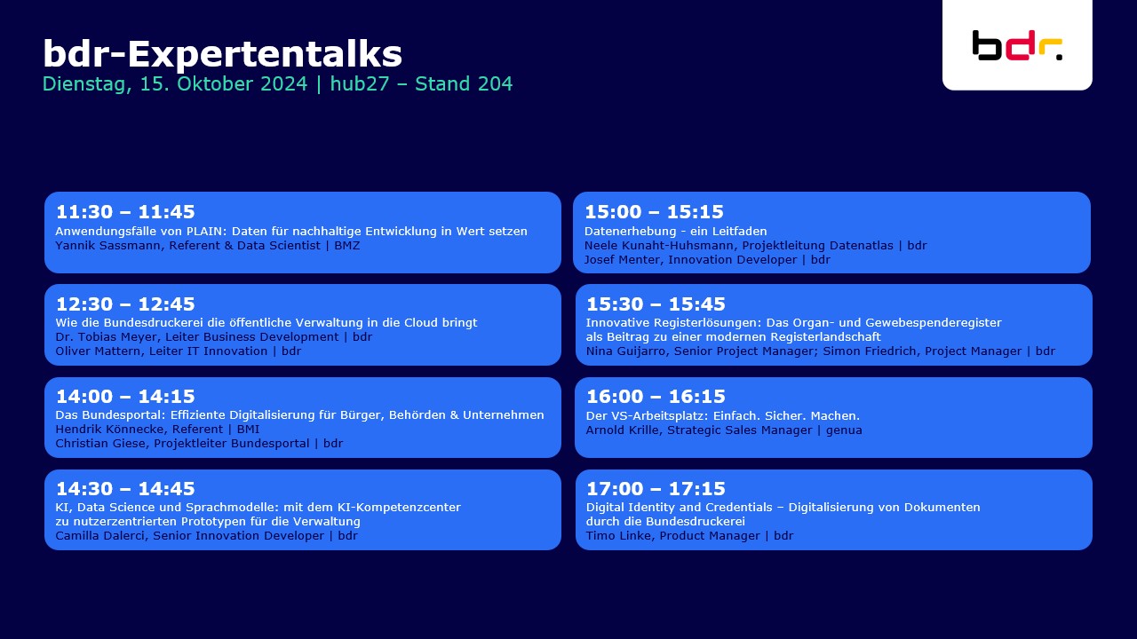 Übersicht Expertentalks SCCON 15.10.2024 Übersicht Expertentalks SCCON 15.10.2024
