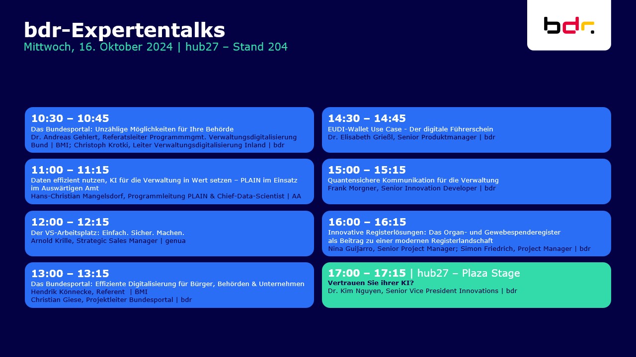 Übersicht Expertentalks SCCON 16.10.2024 Übersicht Expertentalks SCCON 16.10.2024