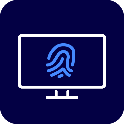 Piktogramm Computer mit Fingerabdruck