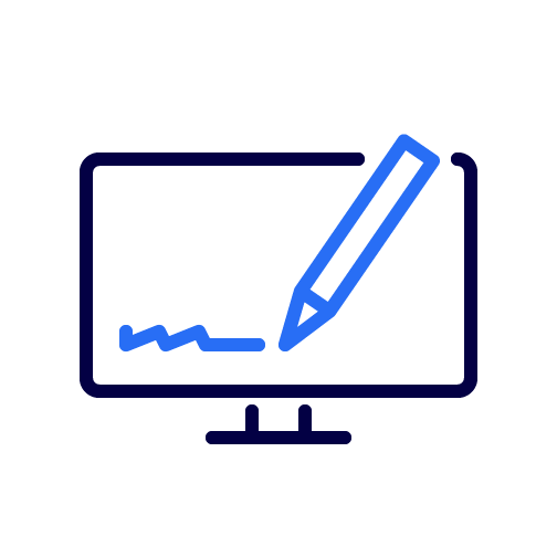 Piktogramm eines Computers mit digitaler Signatur