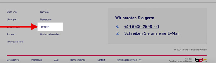 Ansicht des Footers.
