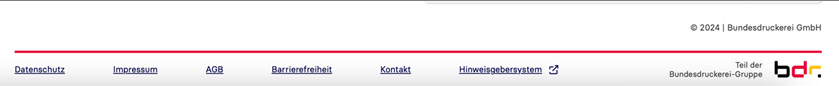 Eine Ansicht des Footers mit weiteren Informationen