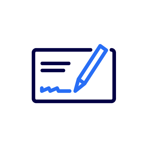 Piktogramm Signatur mit Text und Stift