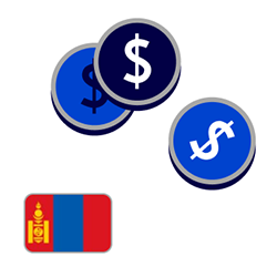 Abbildung mongolische Flagge mit Dollarzeichen