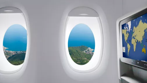Ausblick vom inneren eines Flugzeuges Ausblick vom inneren eines Flugzeuges