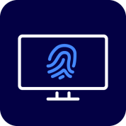 Piktogramm Computer mit Fingerabdruck
