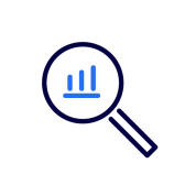  pictogram magnifying glass and data