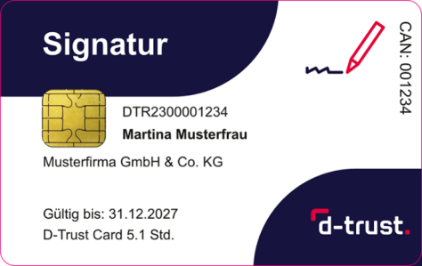 Abbildung der Vorderseite der Signaturkarte D-Trust Card 5.1
