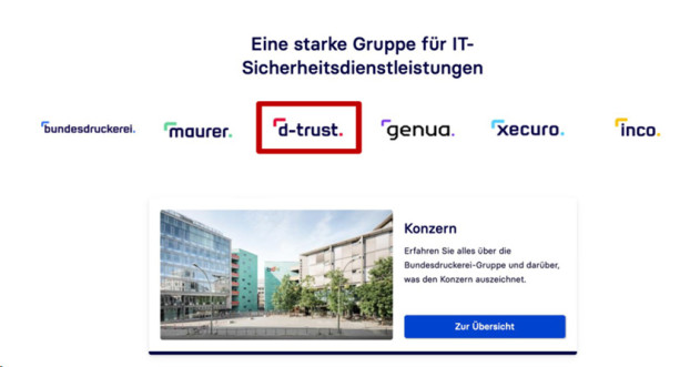 Der Screenshot zeigt eine Ansicht der Logos auf der Website.